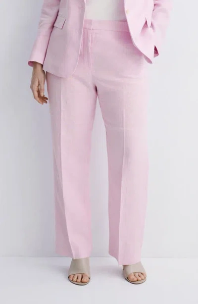 Mango Linen Suit Pants In Pink