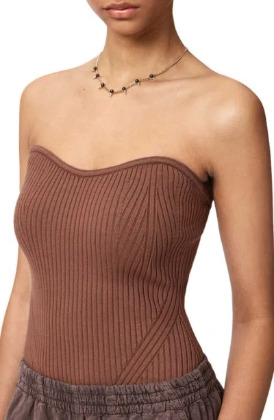 Allsaints Viscose Cruz Bandeau Slim Fit Top In Brown