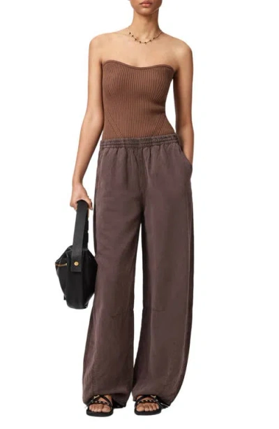 Allsaints Viscose Cruz Bandeau Slim Fit Top In Brown