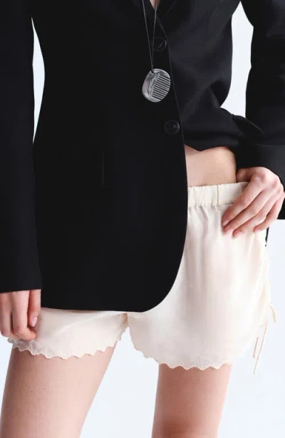 Mango Embroidered Cinched Shorts In Neutral