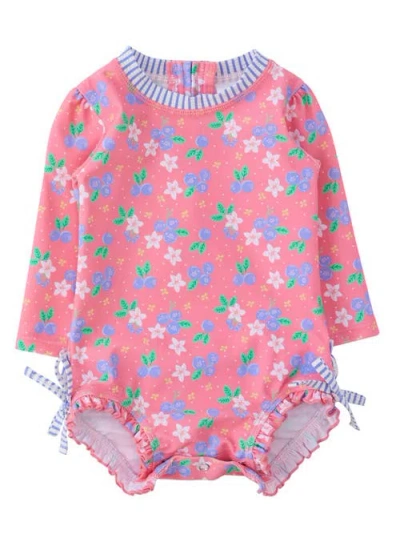 Rufflebutts Babies' Long Sleeve Upf50 One Piece Rash Guard In Pink ...