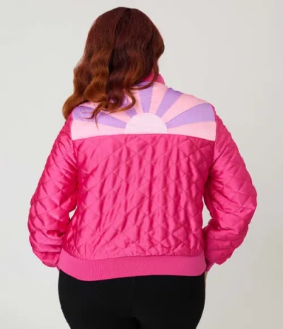 Unique Vintage Plus Size Quilted Varsity Jacket In Multi