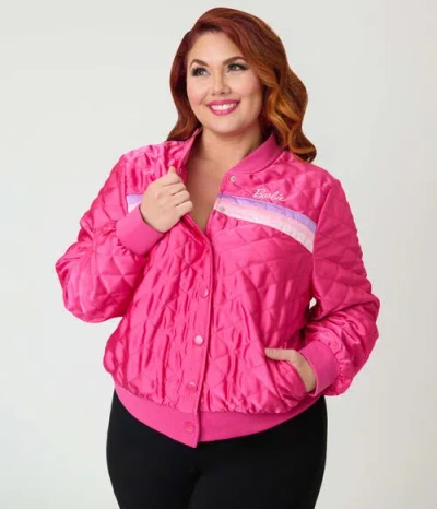 Unique Vintage Plus Size Quilted Varsity Jacket In Multi
