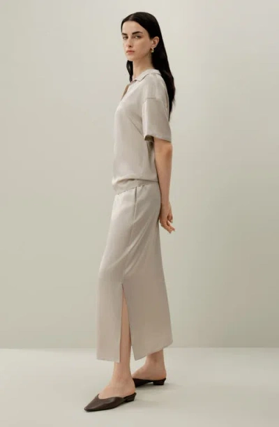 Lilysilk Washable Silk Charmeuse Pull-on Skirt In Neutral