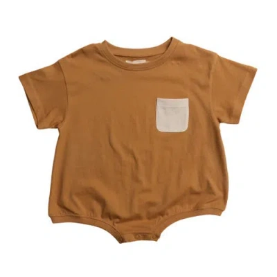 Winnie + Crew Cory Pocket Romper In Brown