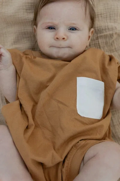 Winnie + Crew Cory Pocket Romper In Brown