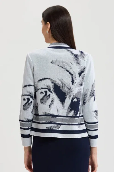 Ming Wang Heritage Abstract Two-tone Knit Jacket In Multi