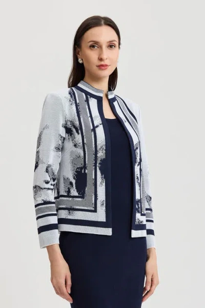 Ming Wang Heritage Abstract Two-tone Knit Jacket In Multi