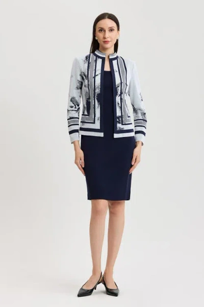 Ming Wang Heritage Abstract Two-tone Knit Jacket In Multi