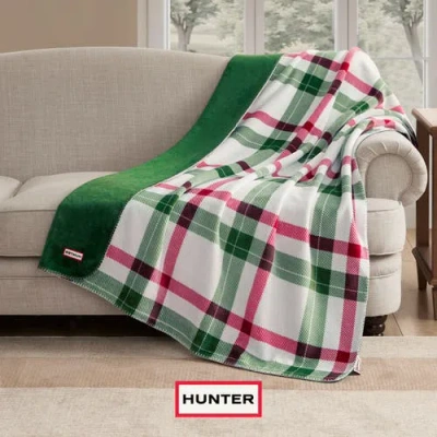 Hunter Reversible Plush Throw Blankets In Multi