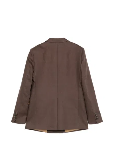 Manuel Ritz Double-breasted Peak-lapels Jacket In Brown