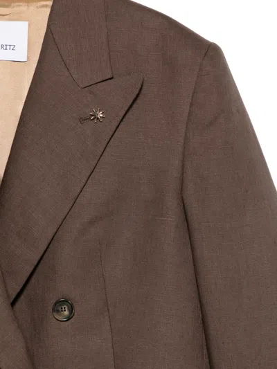 Manuel Ritz Double-breasted Peak-lapels Jacket In Brown