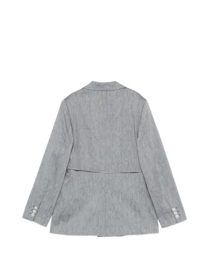 Manuel Ritz Belted Lapel-collar Jacket In Gray