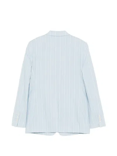 Manuel Ritz Pinstripe-pattern Peak-lapels Jacket In Blue