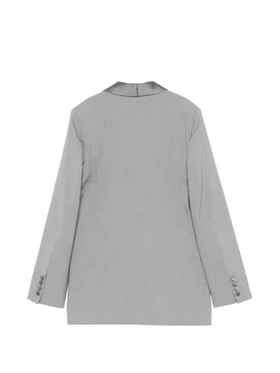 Manuel Ritz Satin-lapel Blazer In Gray