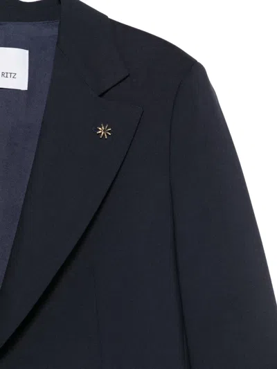 Manuel Ritz Logo-pin Single-breasted Jacket In Blue
