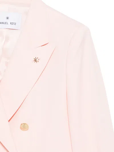 Manuel Ritz Double-breasted Peak-lapel Jacket In Pink