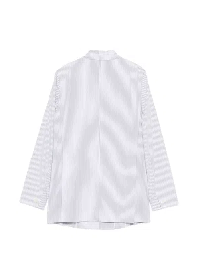 Manuel Ritz Striped Double-breasted Jacket In Blue