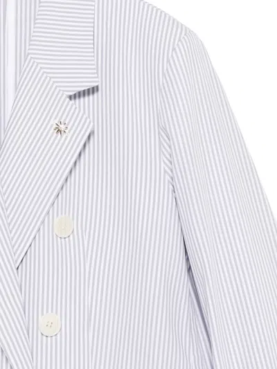 Manuel Ritz Striped Double-breasted Jacket In Blue