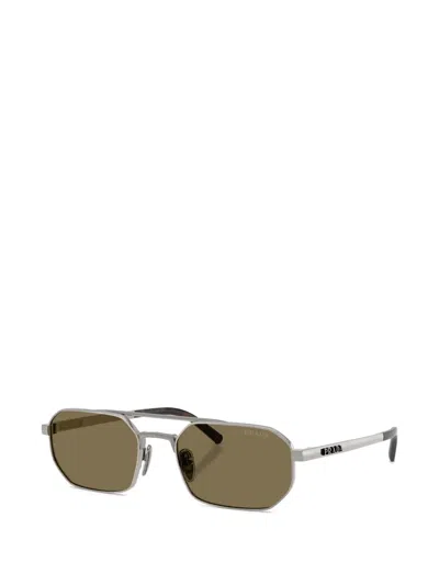 Prada Geometric-frame Sunglasses In Silver