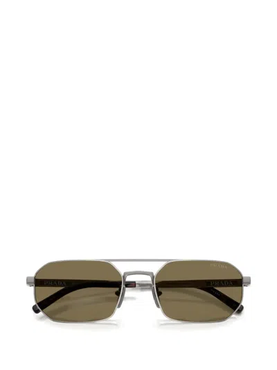 Prada Geometric-frame Sunglasses In Silver