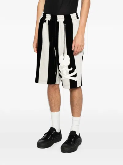 Mastermind Japan Skull-patch Striped Shorts In Multi