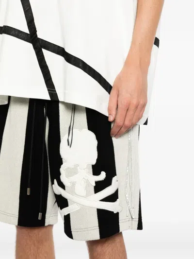 Mastermind Japan Skull-patch Striped Shorts In Multi