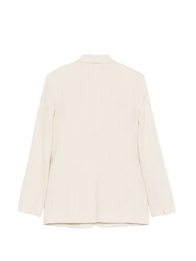 Manuel Ritz Pinstripe-pattern Peak-lapel Jacket In Neutral