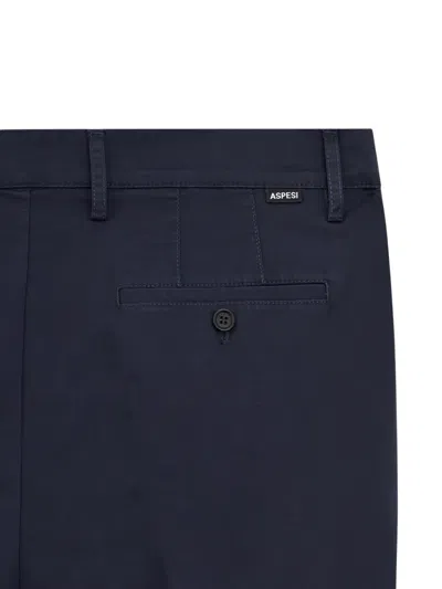 Aspesi Button Pocket Trousers In Blue