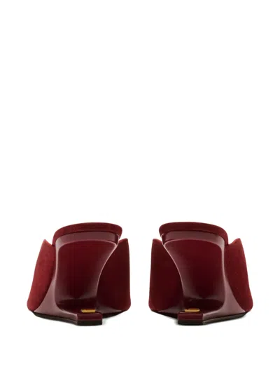 Balmain Suede Mule Sandals In Red