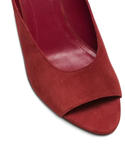 Balmain Suede Mule Sandals In Red
