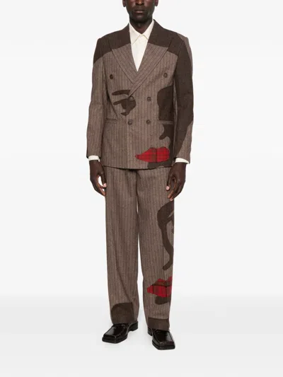 Kidsuper Pinstriped Face-patchwork Jacket In Multi