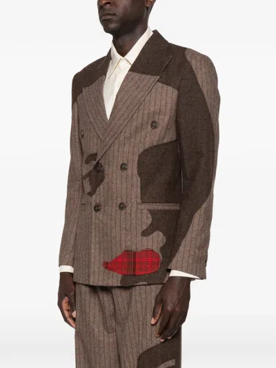 Kidsuper Pinstriped Face-patchwork Jacket In Multi