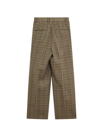 Auralee Check-pattern Pleated Trousers In Brown