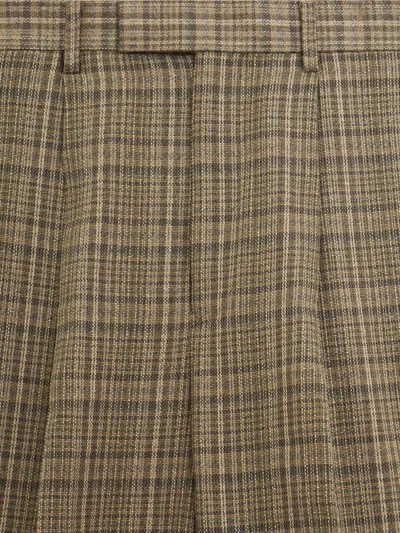 Auralee Check-pattern Pleated Trousers In Brown
