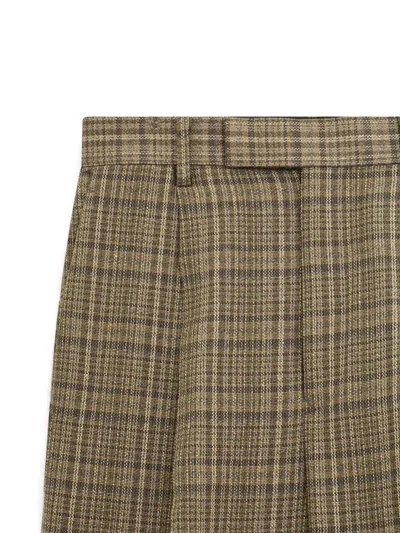Auralee Check-pattern Pleated Trousers In Brown