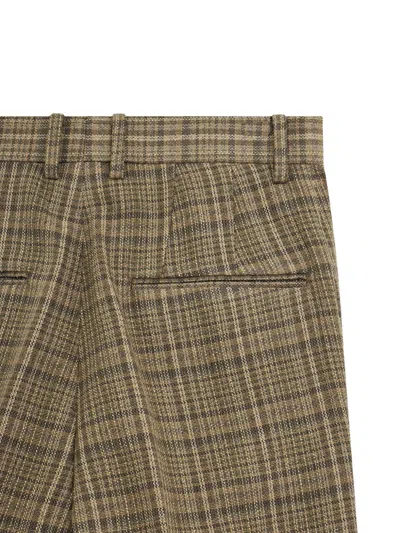 Auralee Check-pattern Pleated Trousers In Brown