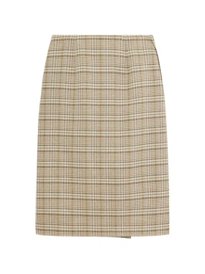 Auralee Check-pattern Midi Skirt In Brown