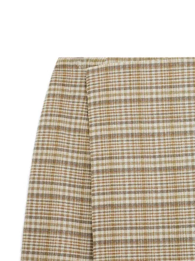 Auralee Check-pattern Midi Skirt In Brown