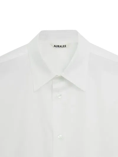 Auralee Long-sleeve White Cotton Shirt In White