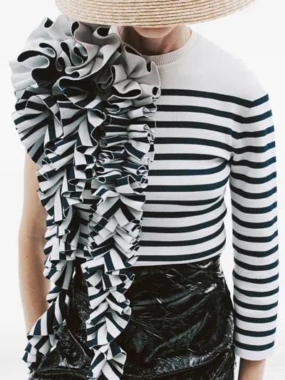 A.w.a.k.e. Ruffled-detail Striped-pattern Top In Multi