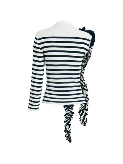 A.w.a.k.e. Ruffled-detail Striped-pattern Top In Multi