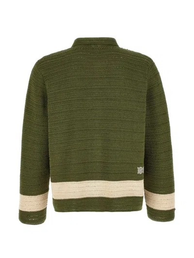 Bode Green Crochet Marsh Shirt In Green