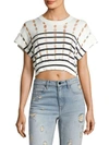 ALEXANDER WANG T Striped Cotton Knit Cropped Top