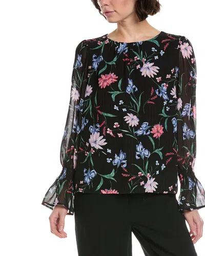Cece Smocked Cuff Blouse In Black
