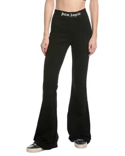 Palm Angels Logo-waistband Flared Leg Pants In Black