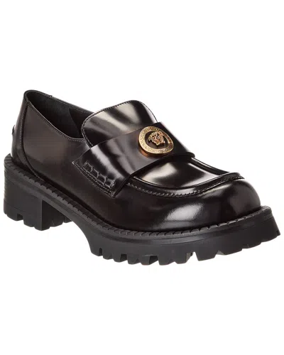 Versace Leather Loafer In Black