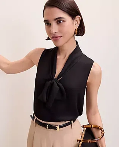 Ann Taylor Bow Neck Shell Top In Black | ModeSens