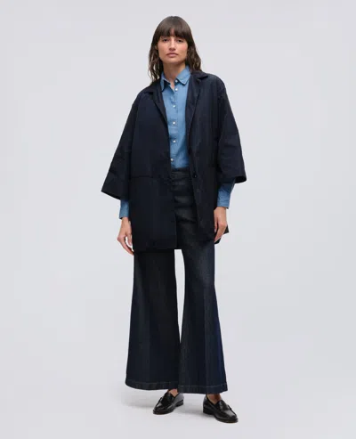 Aspesi Technical Taffeta Overcoat In Blue