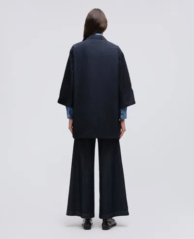 Aspesi Technical Taffeta Overcoat In Blue